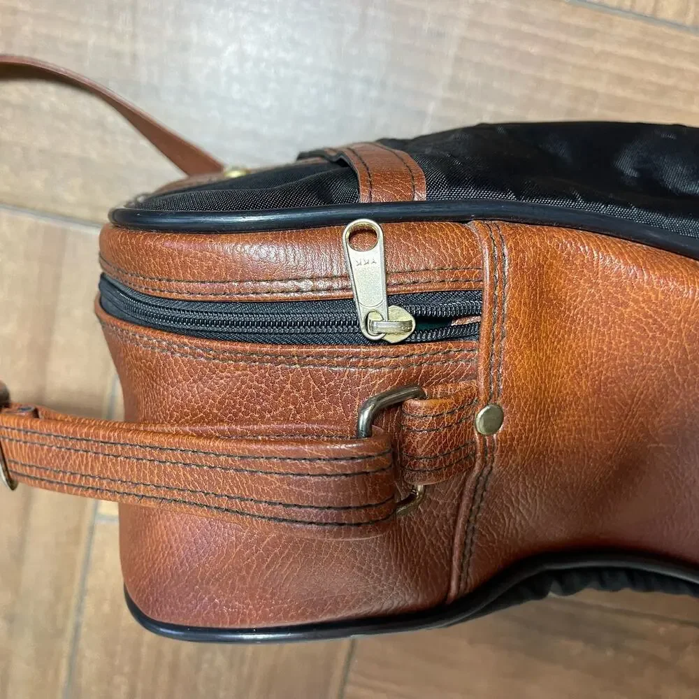Vintage Samsonite Canvas Travel Crossbody Leather Trim Shoulder Bag